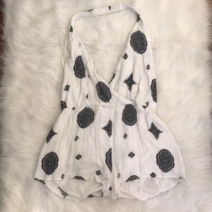 White halter top romper